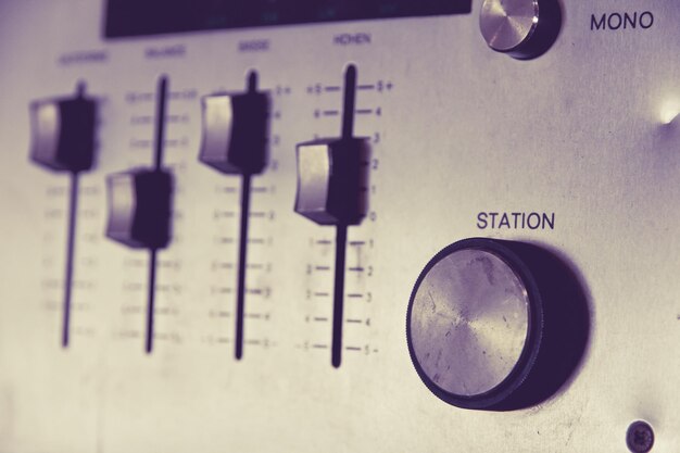 Photo close-up of sound recording equipment