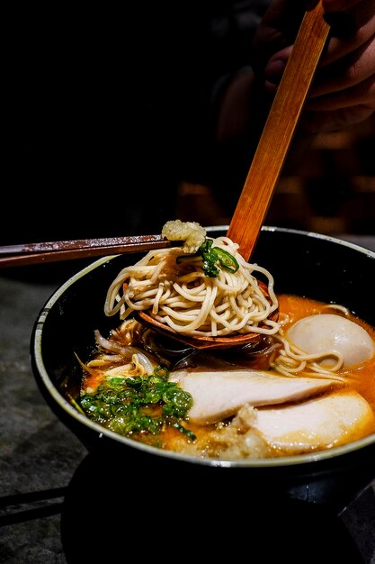 Close-up of soup in bowl on table