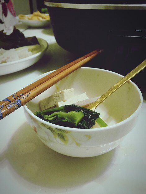 Close-up of soup in bowl