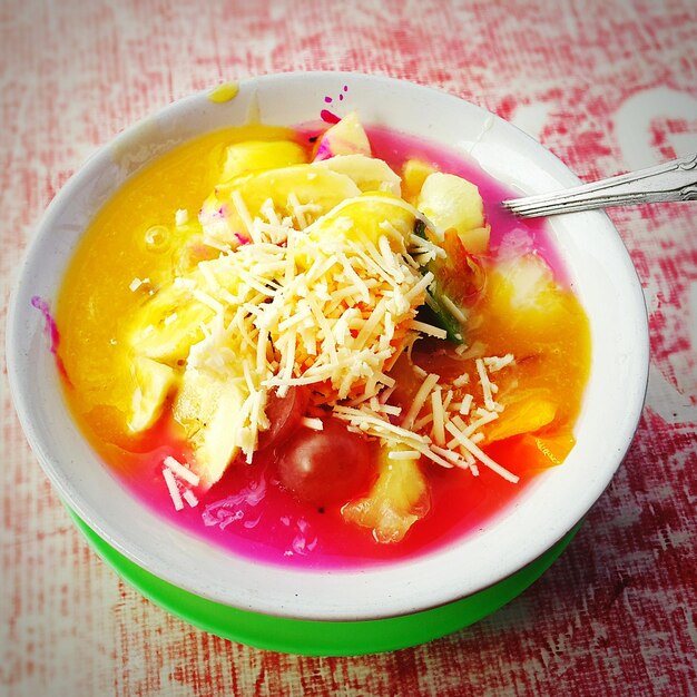 Close-up of soup in bowl