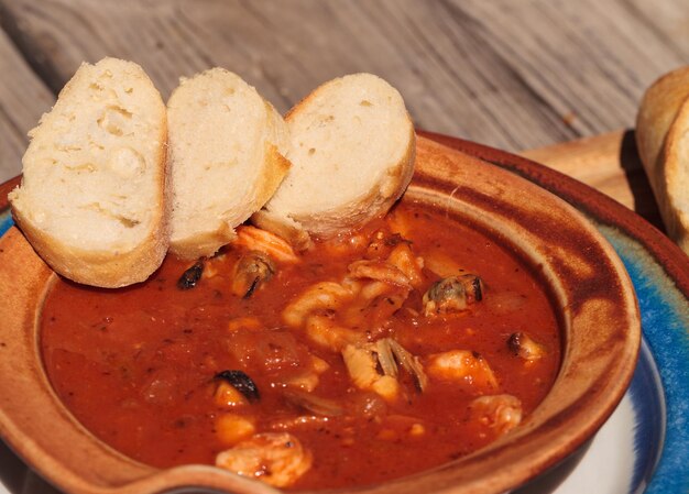 Photo close-up of soup in bowl