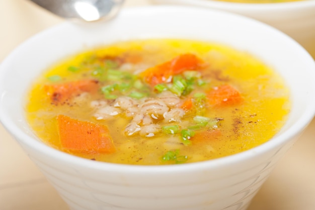 close-up of soup in bowls