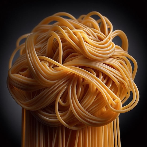 Photo close up of the spaghetti pasta created with generative ai