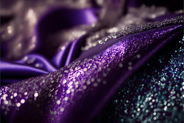 Close up on sparkling purple fabric