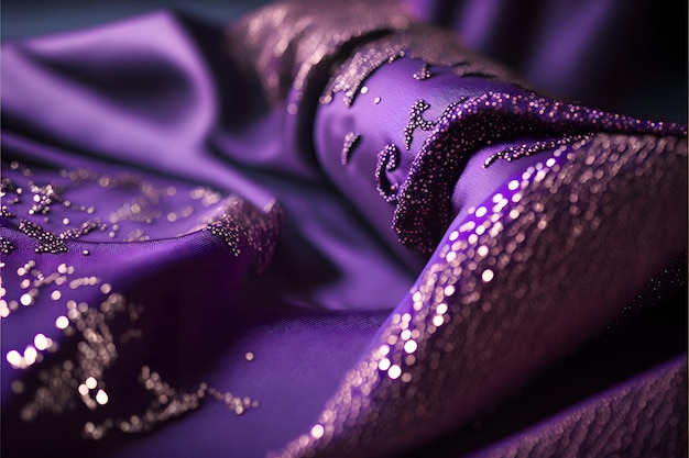 Close up on sparkling purple fabric