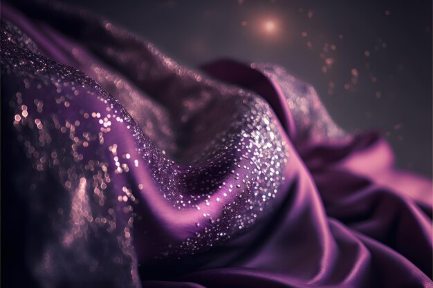 Close up on sparkling purple fabric