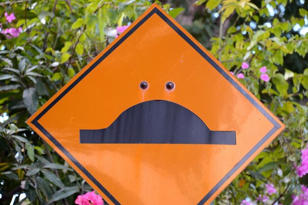 Photo close-up of speed bump road sign