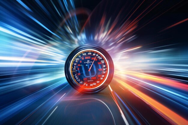 Photo a close up of a speedometer with a blurry background