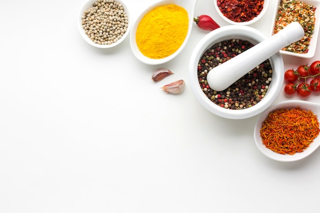 Close-up spices condiments on table