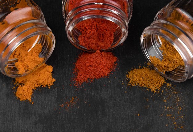 Close-up of spices in jar on table