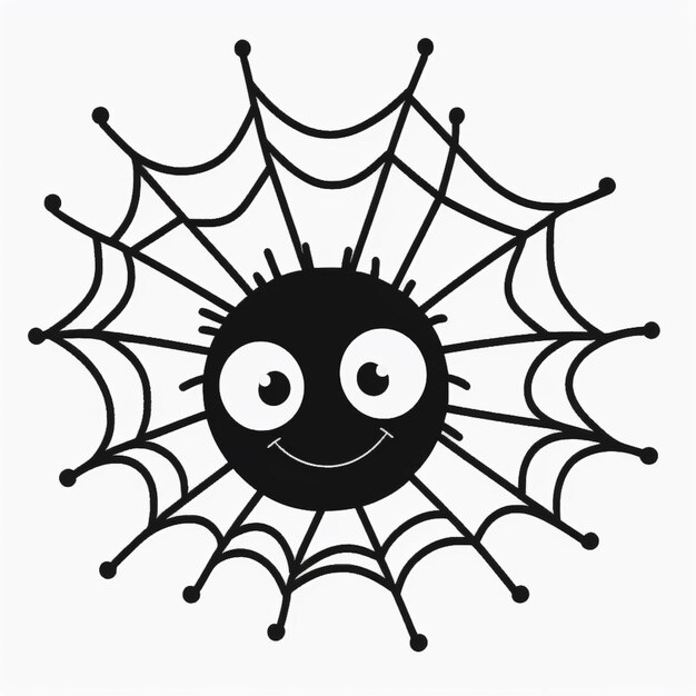 Photo a close up of a spider web with a smiley face generative ai