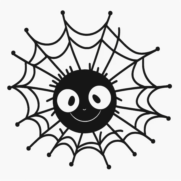 Photo a close up of a spider web with a smiling face generative ai