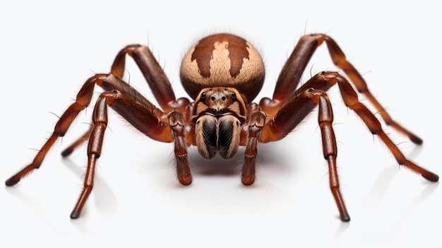 close up of a spider on a white background