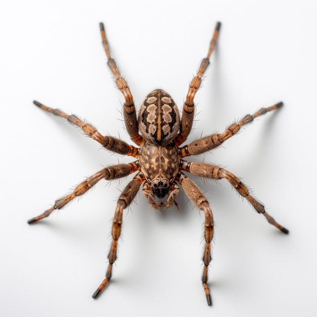 a close up of a spider on a white surface with a white background generative ai