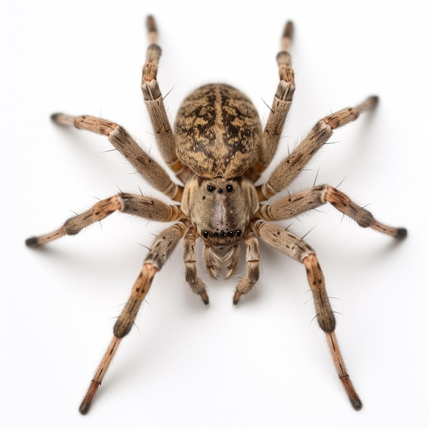 A close up of a spider on a white surface with a white background generative ai