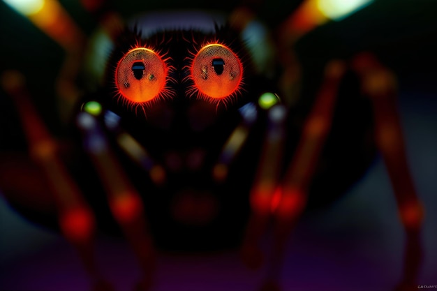 A Close Up Of A Spider With Glowing Eyes