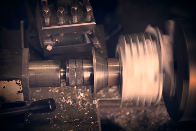 Close-up of spinning machinery