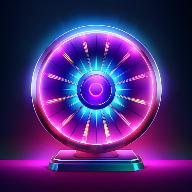 a close up of a spinning wheel with a neon light Generative AI