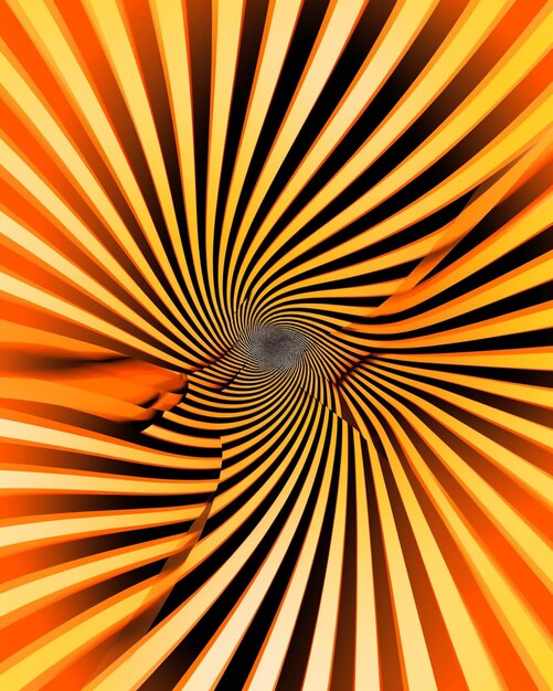 Foto un primo piano di un disegno a spirale con uno sfondo generativo ai nero e giallo