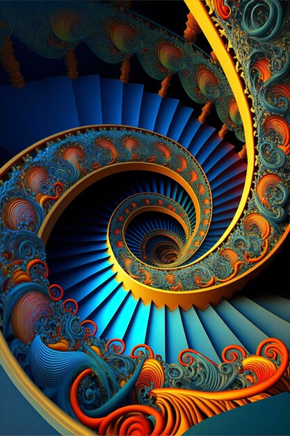 A close up of a spiral staircase in a building generative ai