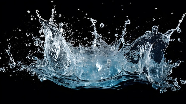 a close up of a splash of water on a black background Generative AI