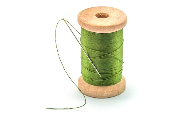 close-up of spool against white background
