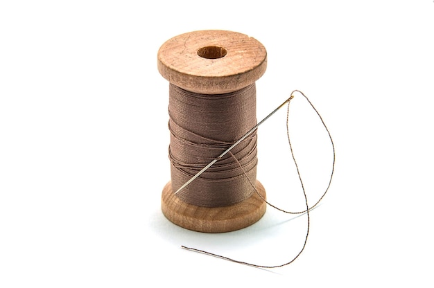 close-up of spool against white background