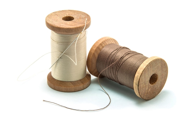 close-up of spool against white background