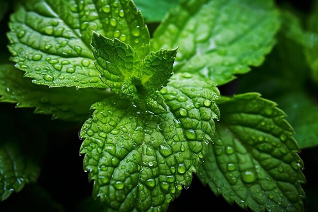 a close up of a sprig of mint