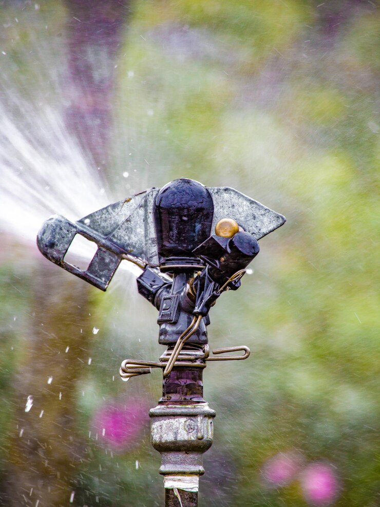 Photo スプリンクラーが水を噴射するクローズアップ