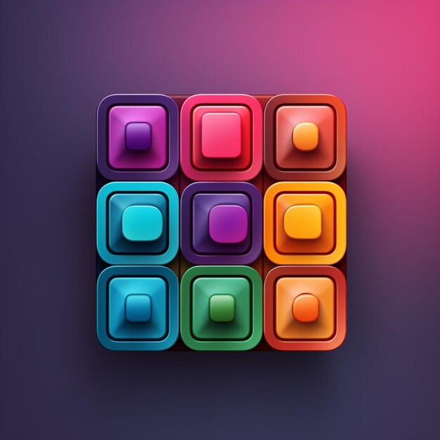 A close up of a square button with different colors generative ai