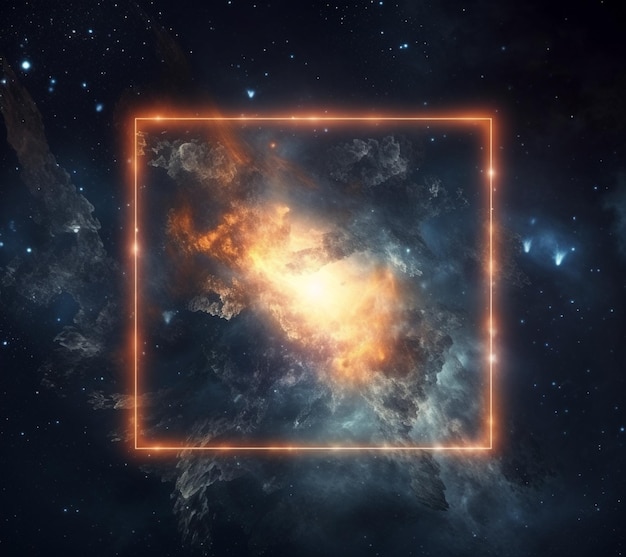 Photo a close up of a square frame in the middle of a galaxy generative ai