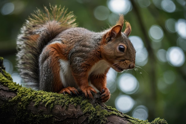 Close up of a squirrel on tree