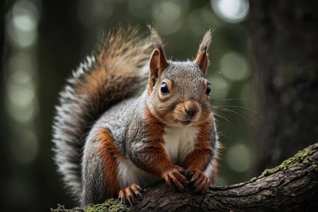 Close up of a squirrel on tree