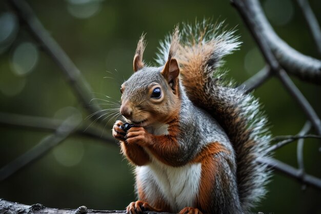 Close up of a squirrel on tree