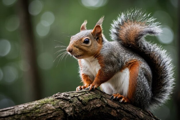 Close up of a squirrel on tree