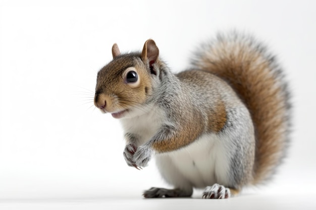 A close up of a squirrel on a white surface generative ai image