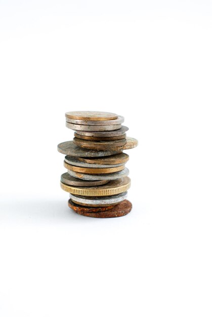 Photo close-up of stack against white background