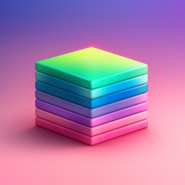 a close up of a stack of four colored boxes on a pink background generative ai