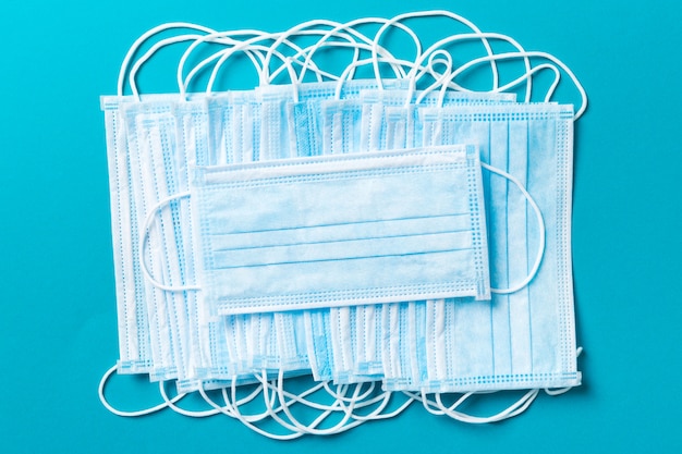 Close up of stack of medical masks