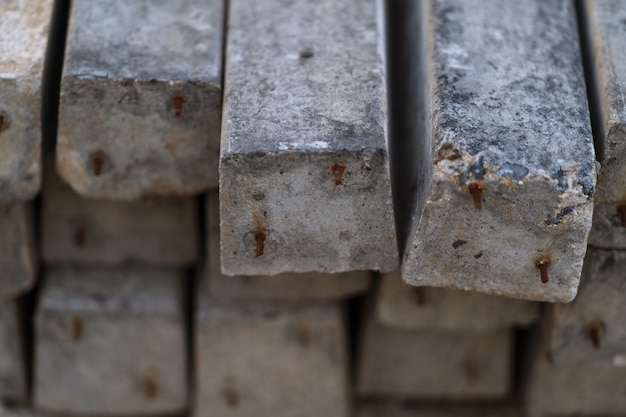 Close up Stack of precast reinforced concrete slabs background