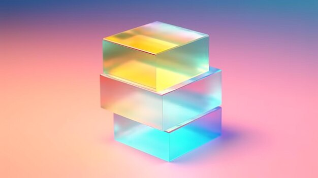 Photo a close up of a stack of three cubes on a pink and blue background generative ai