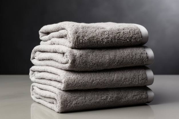 a close up of a stack of towels on a table generative ai