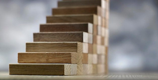 close-up of stack of wooden table