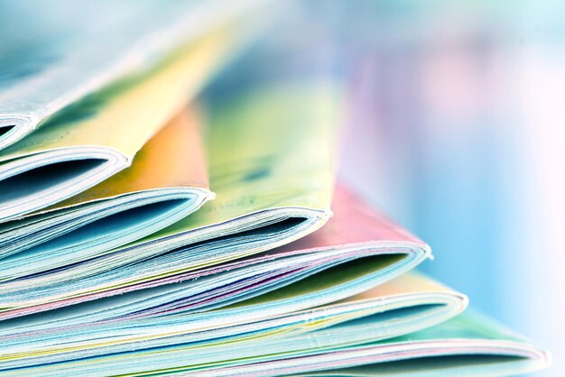 Photo close-up of stacked magazines