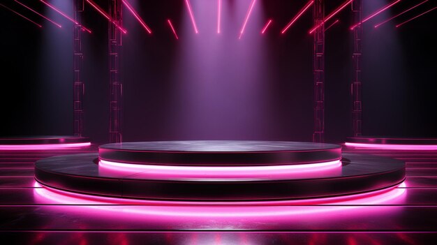 A close up of a stage with a lit up stage generative ai