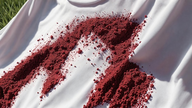 Close up of stain dirty blood on white shirt generative art by AI