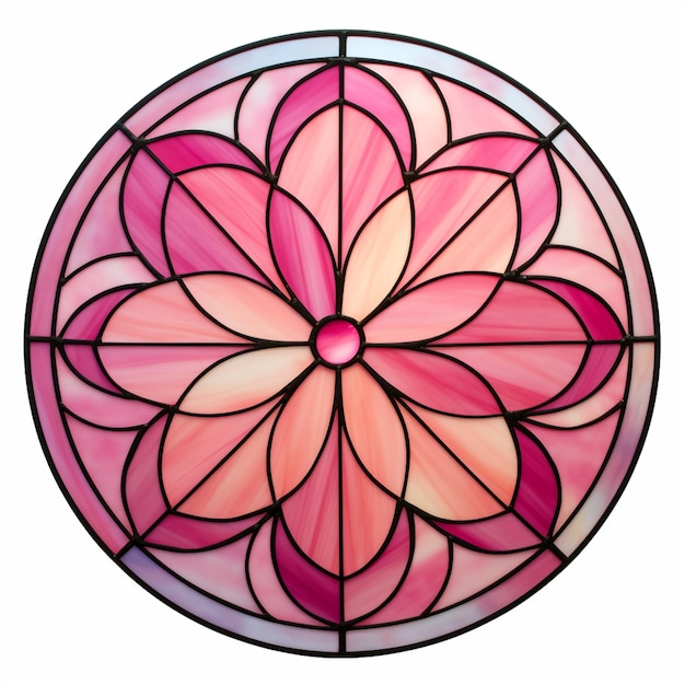 a close up of a stained glass flower in a circle generative ai