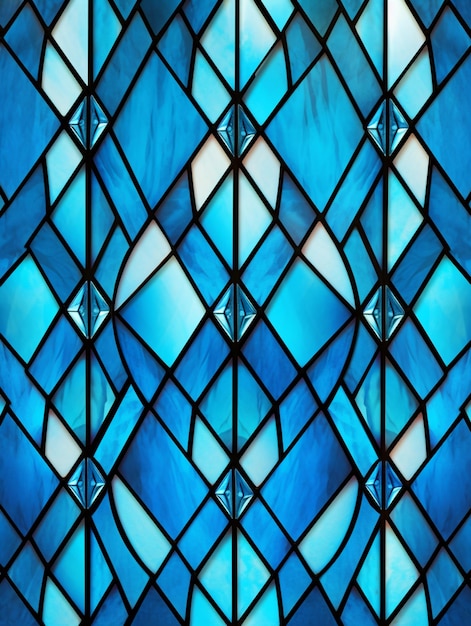 a close up of a stained glass window with a blue background generative ai