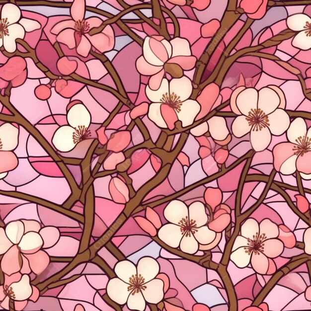 Photo a close up of a stained glass window with a tree in the background generative ai